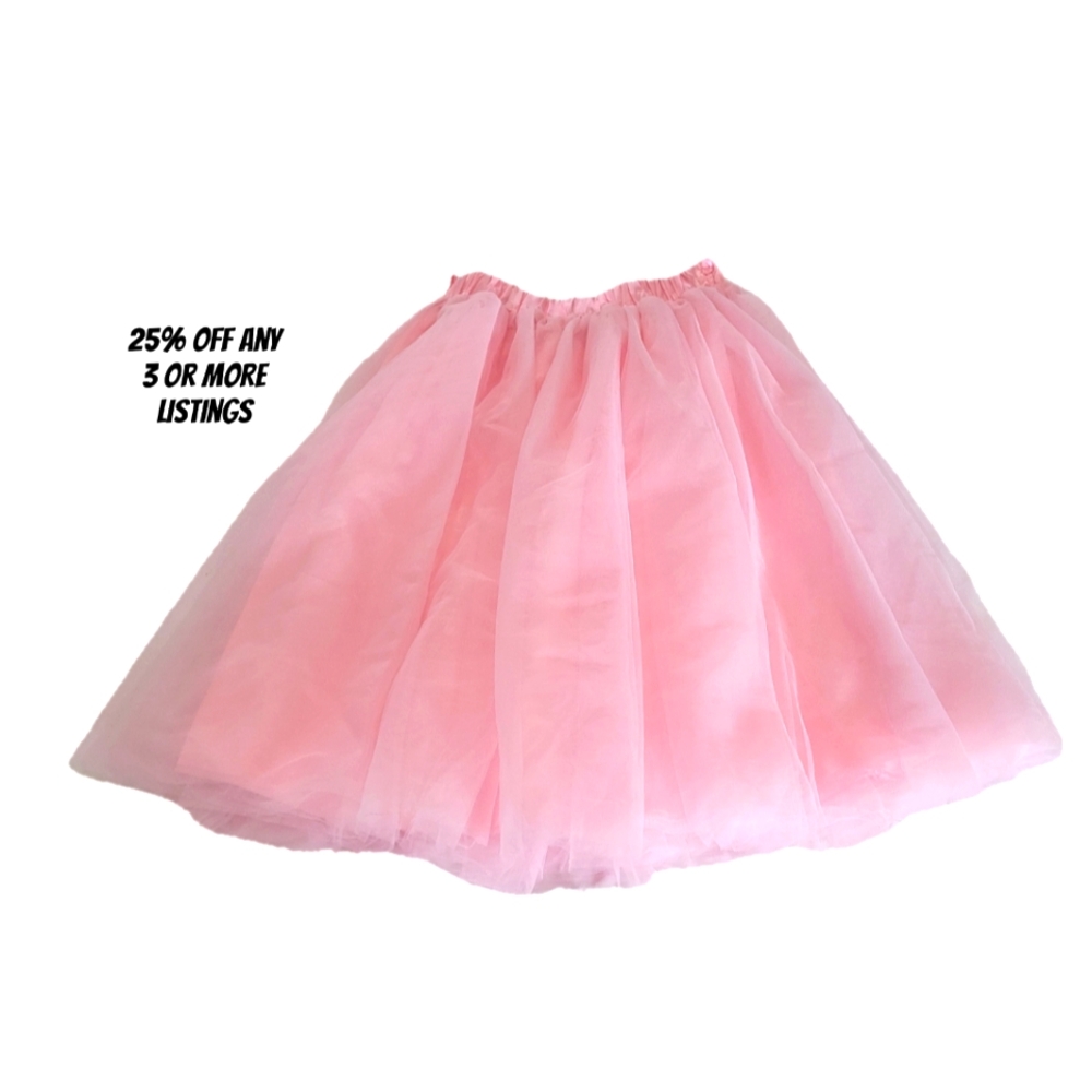 Pink Tulle Skirt Size Small Medium Satin Lining Mini Skirt Girly Layered Tutu